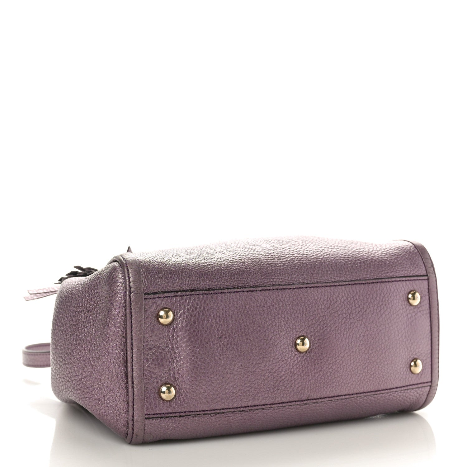 Gucci Metallic Pebbled Calfskin Small Soho Shoulder Bag Purple 4 of 10
