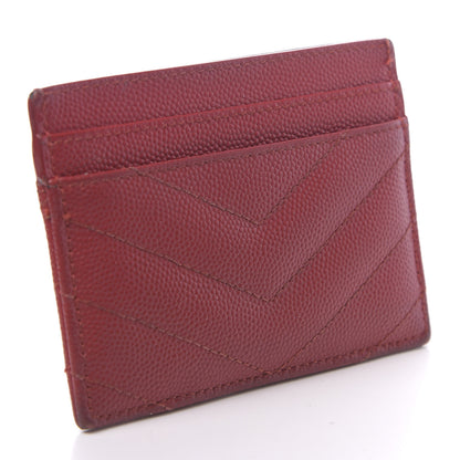 Saint Laurent Grain De Poudre Matelasse Chevron Monogram Credit Card Case New Red 3 of 12