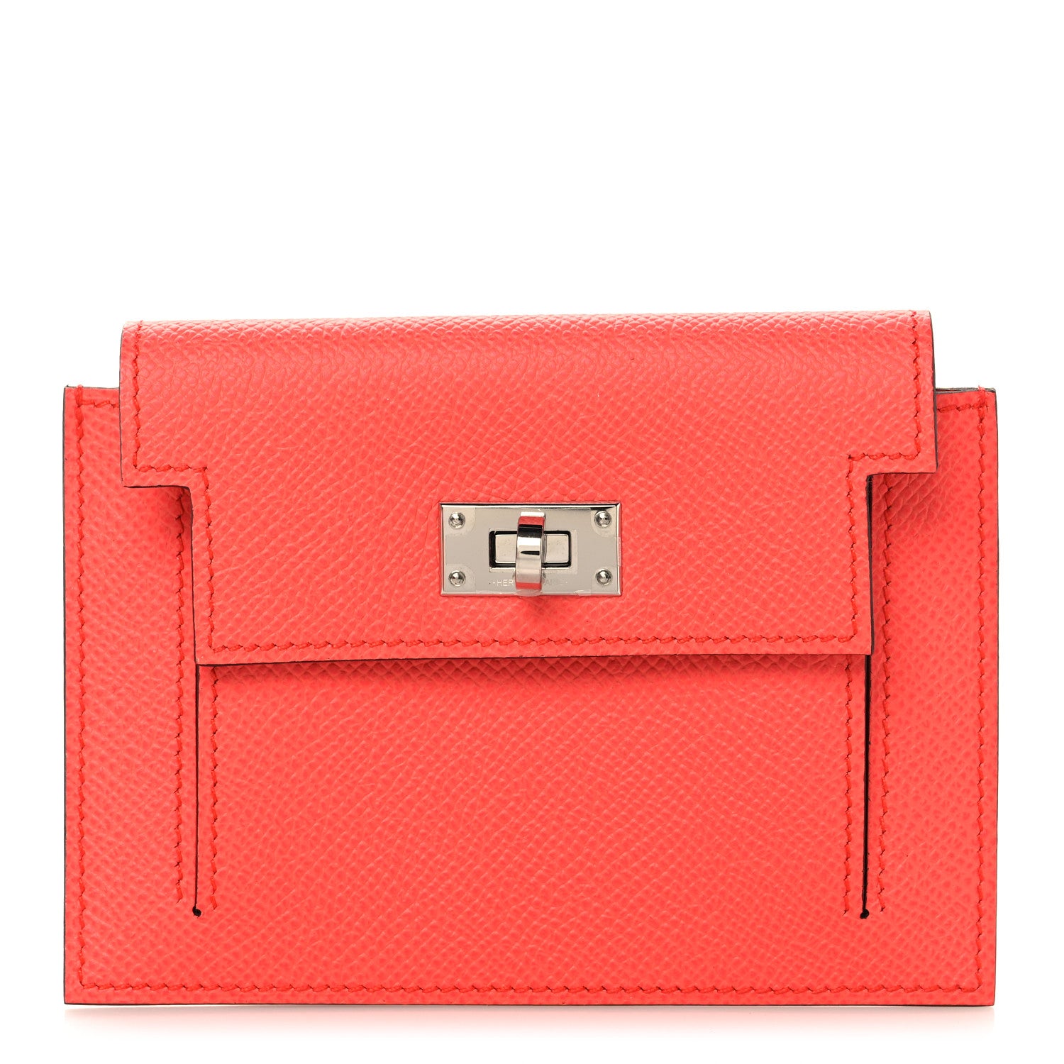 Hermes Chevre Mysore Kelly Pocket Compact Wallet Rose Texas 1 of 8
