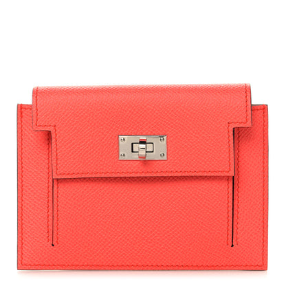 Hermes Chevre Mysore Kelly Pocket Compact Wallet Rose Texas 1 of 8