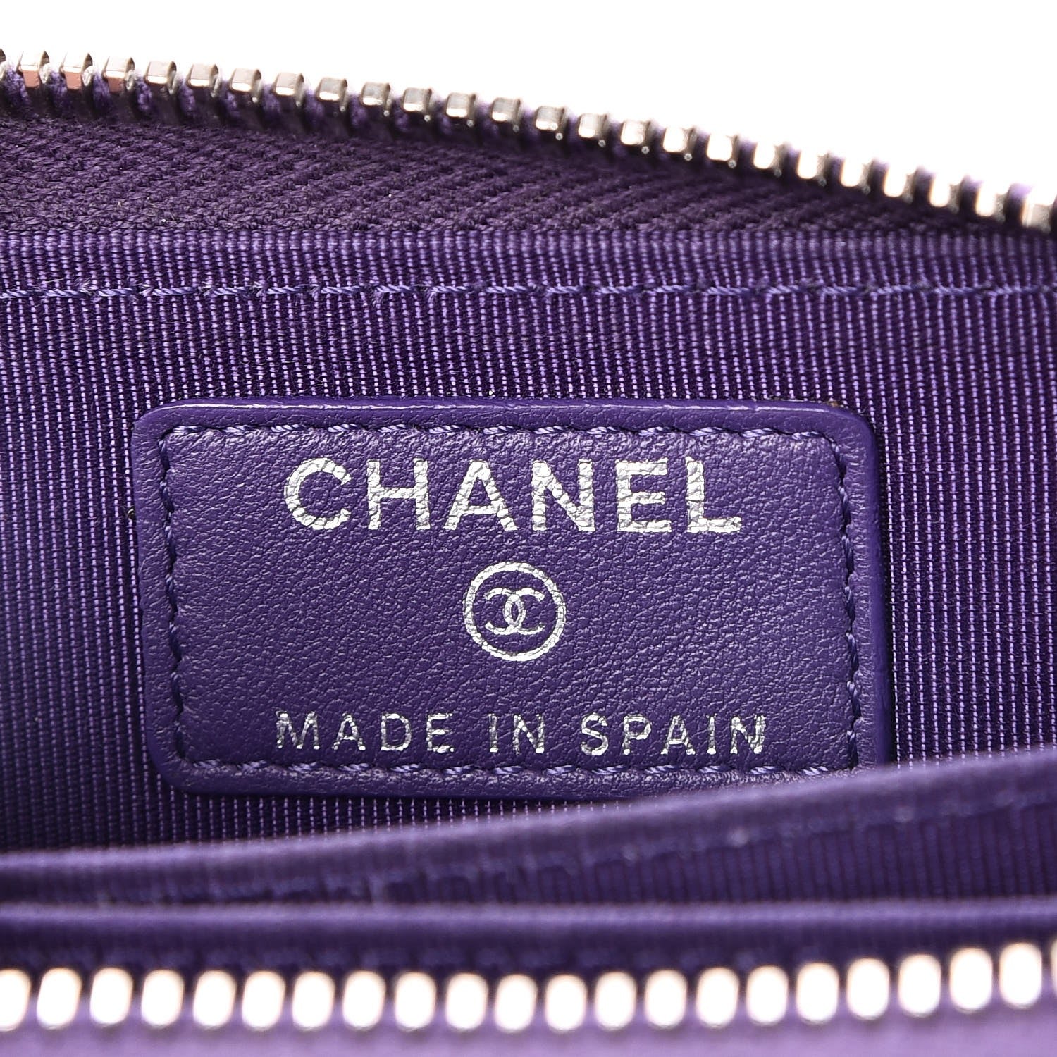 Chanel Lambskin Quilted Zip Around Coin Purse Wallet Purple 6 of 11