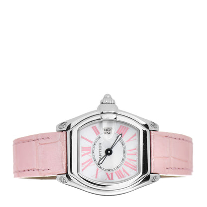 Cartier Stainless Steel Alligator Mother of Pearl 31mm Roadster Quartz Watch Pink 2 of 5
