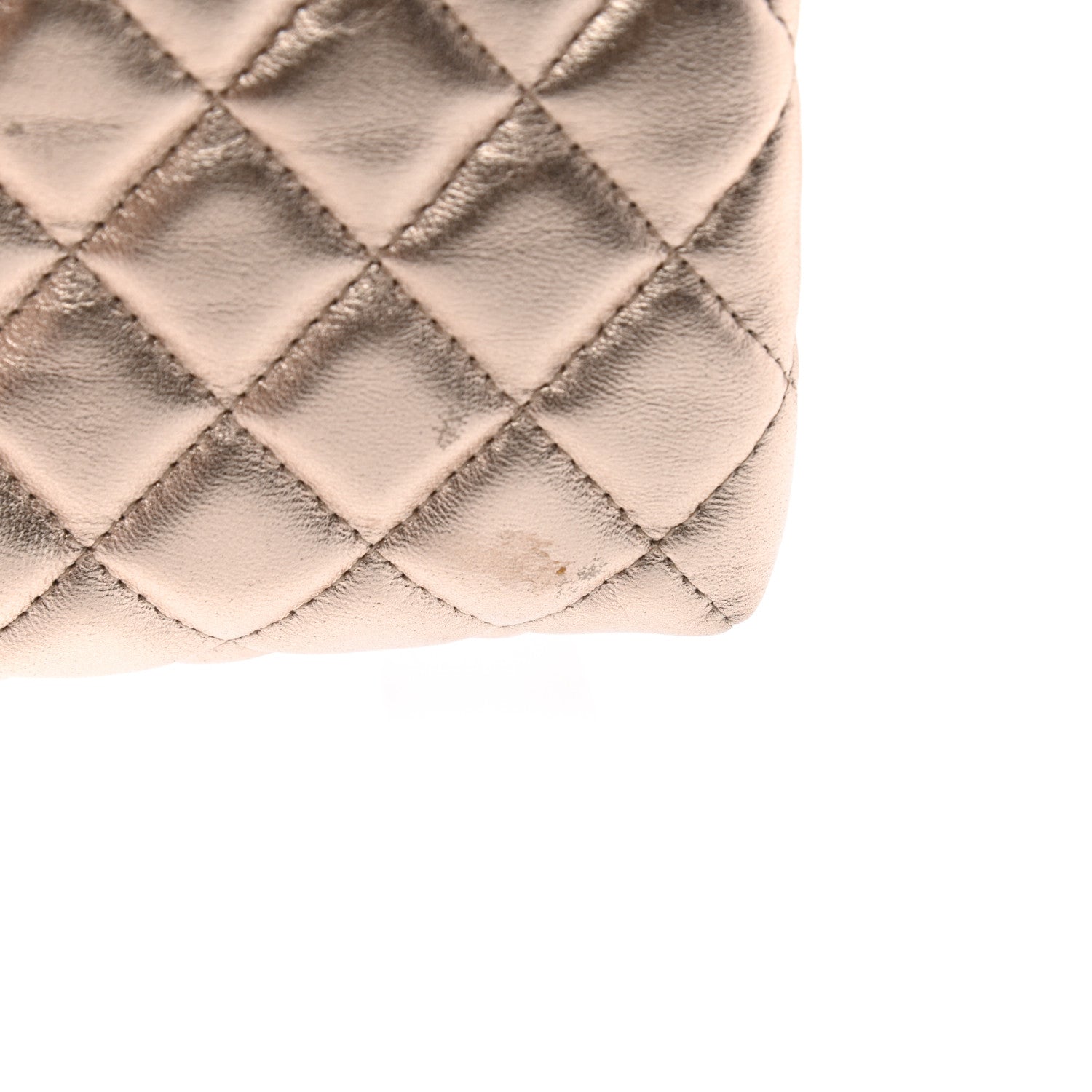 Chanel Metallic Lambskin Quilted Cosmetic Pouch Light Gold 11 of 12
