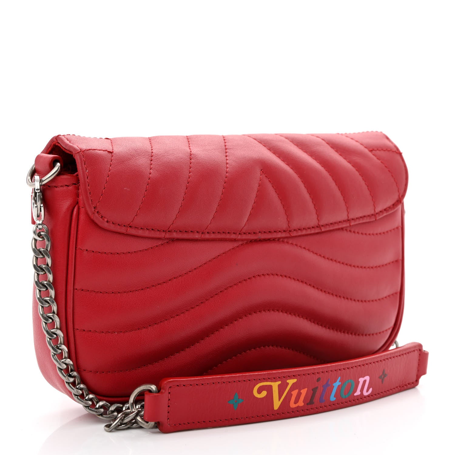 Louis Vuitton Calfskin New Wave Chain Pochette Scarlet 3 of 11