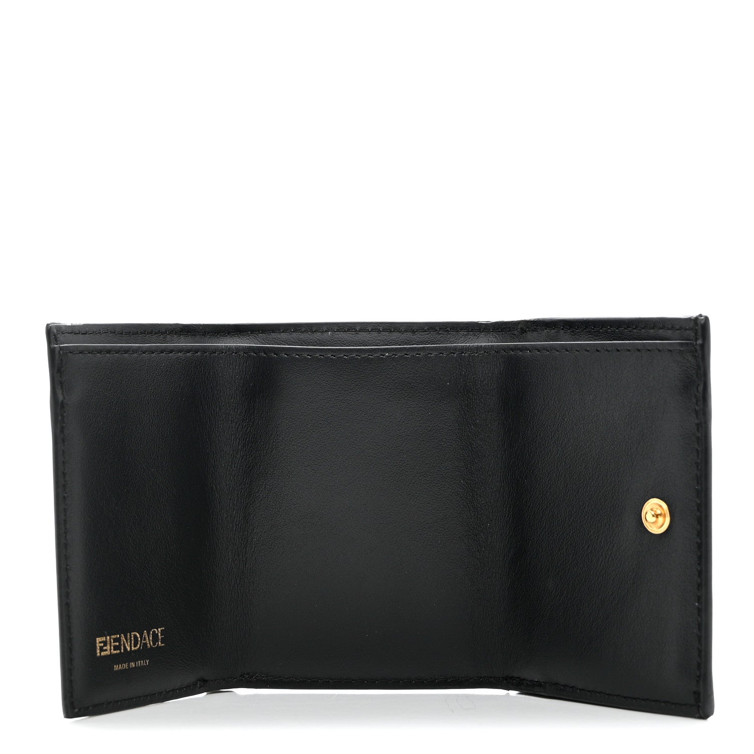 Fendi X VERSACE Glazed Fabric Fendace FF Baroque Micro Tri-Fold Wallet Gold Tobacco Black 5 of 7