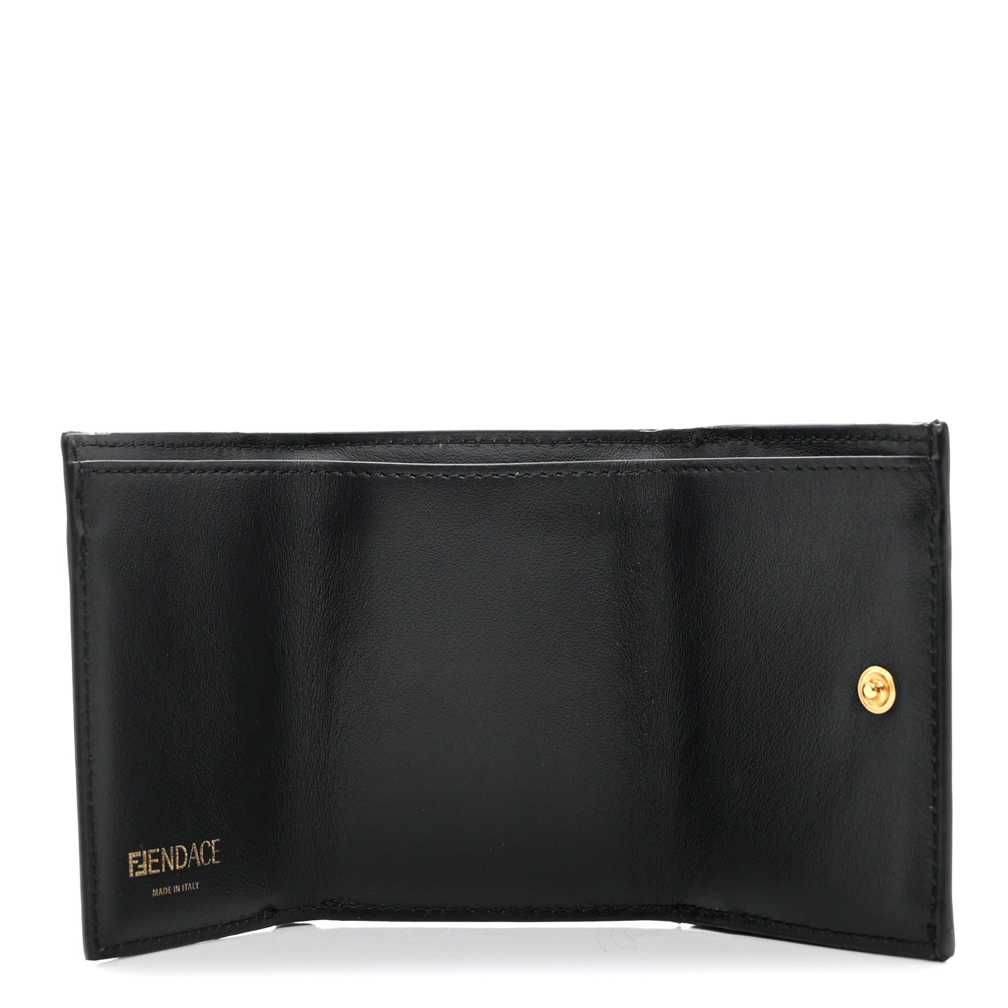 X VERSACE Glazed Fabric Fendace FF Baroque Micro Tri-Fold Wallet Gold Tobacco Black