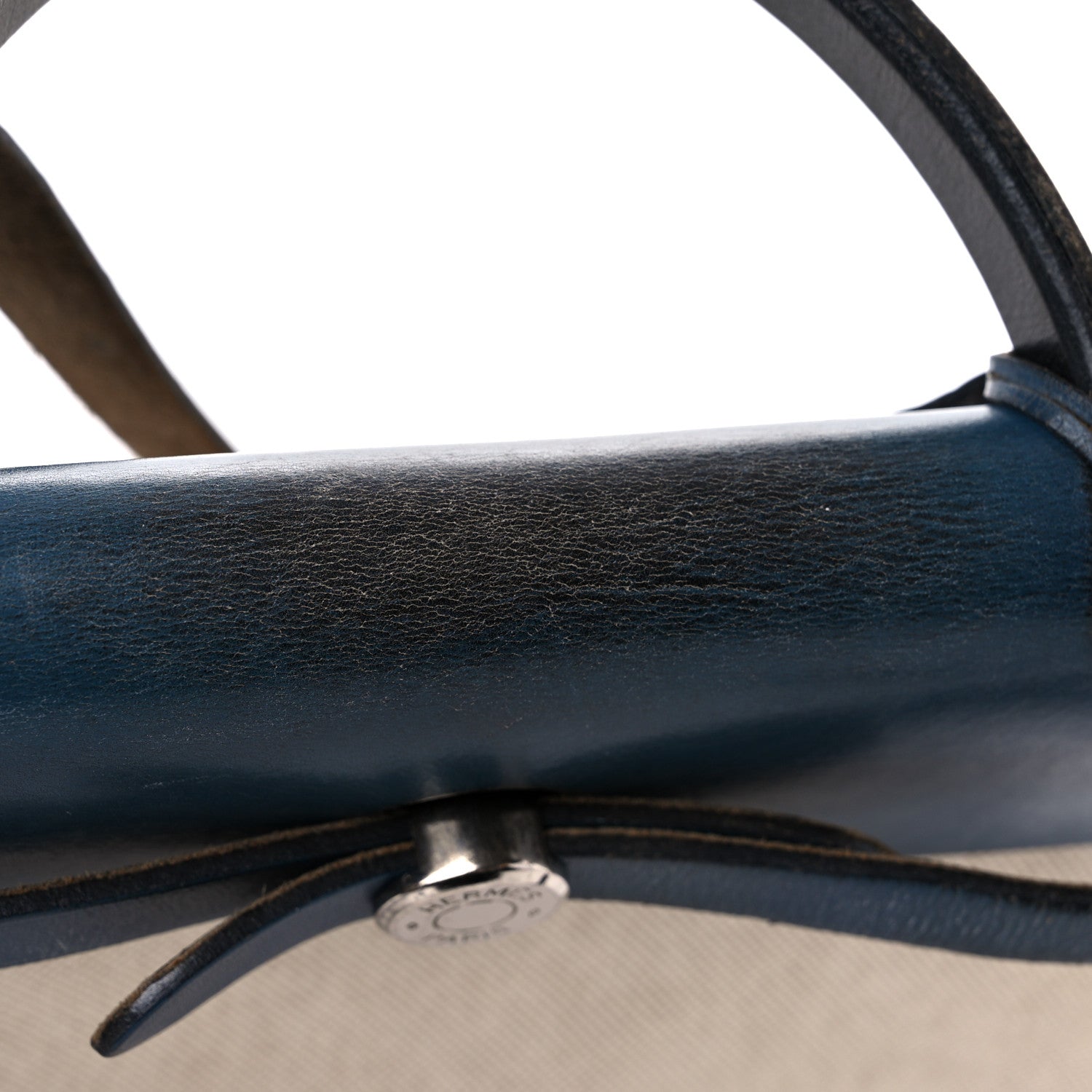 Hermes Toile Vache Calfskin Herbag PM 30 Navy Bleu Natural 20 of 26