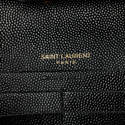 Saint Laurent Grain De Poudre Matelasse Chevron Monogram Chain Wallet Black 6 of 9