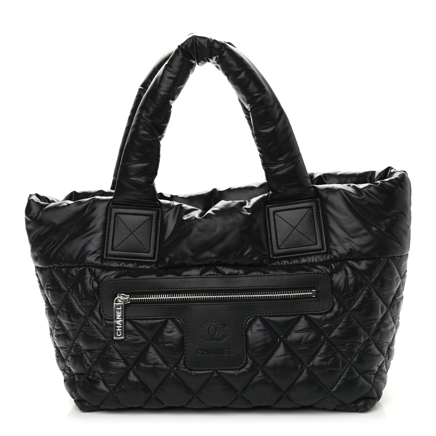 Nylon Quilted Small Coco Cocoon Tote Black