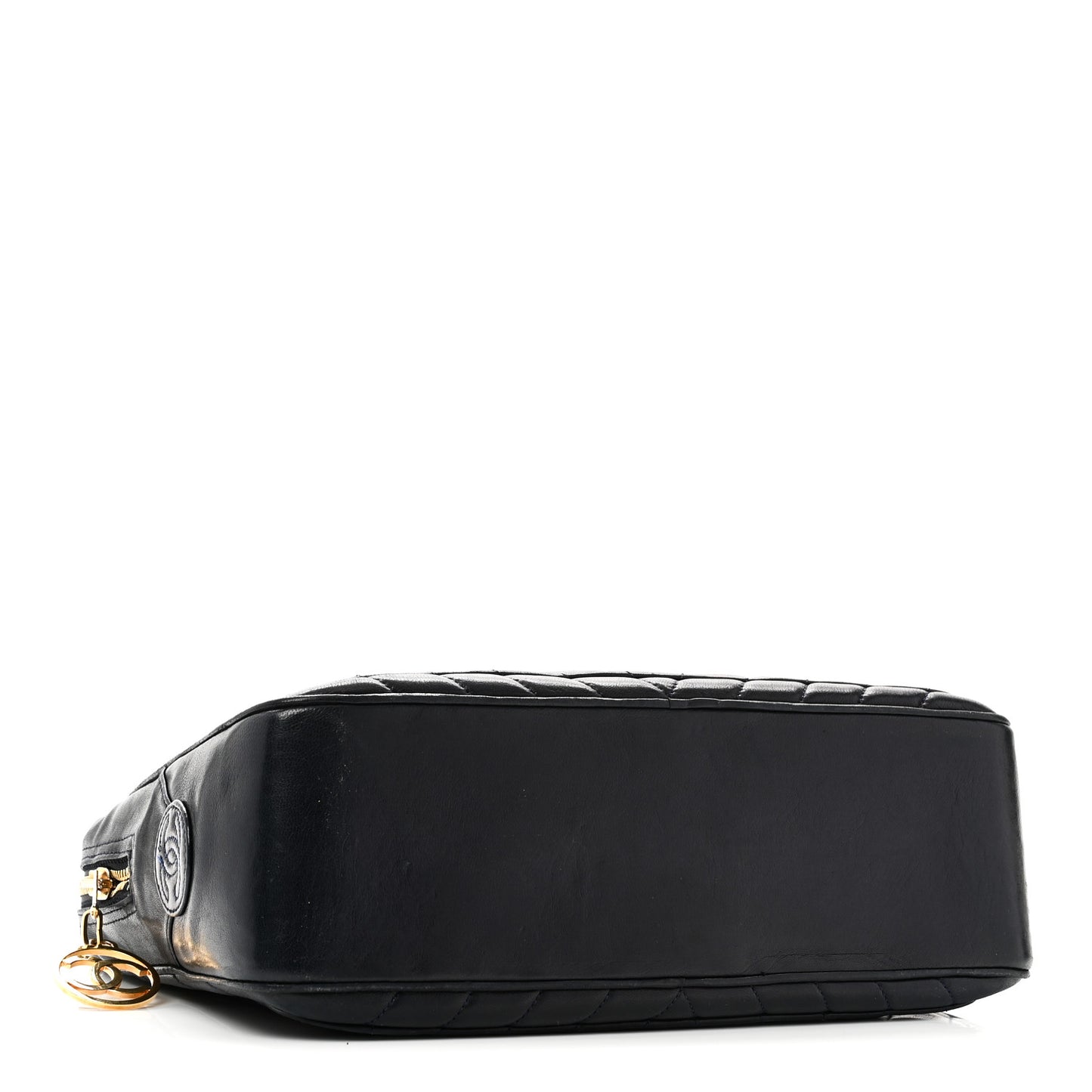Lambskin Chevron Quilted Camera Case Navy