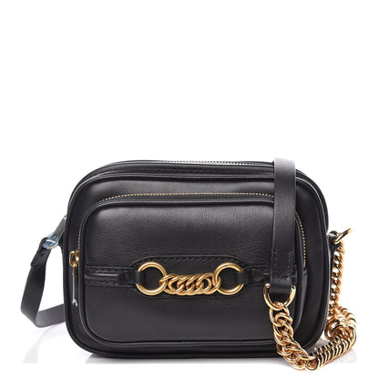Burberry Smooth Calfskin 1983 Knight Check Link Camera Bag Black 1 of 9