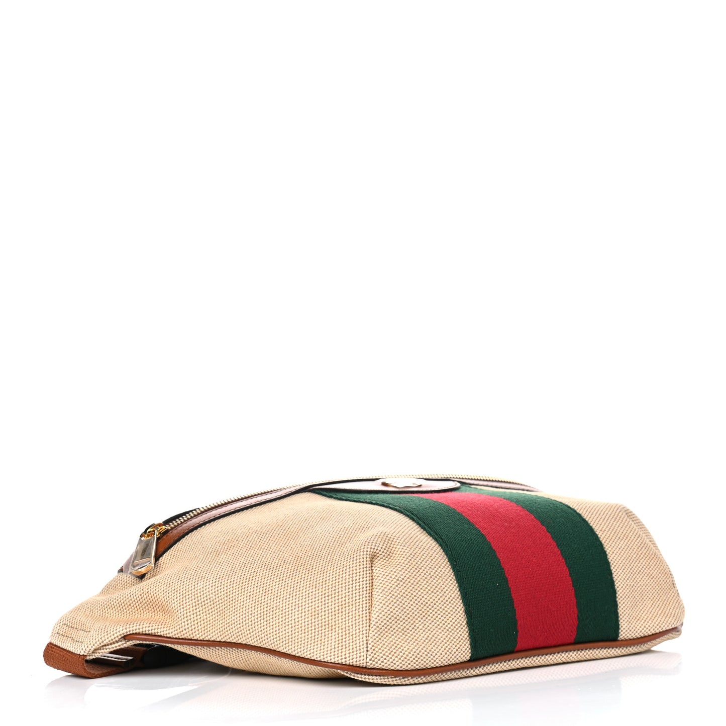 Vintage Canvas Web Belt Bag Sand Cuir