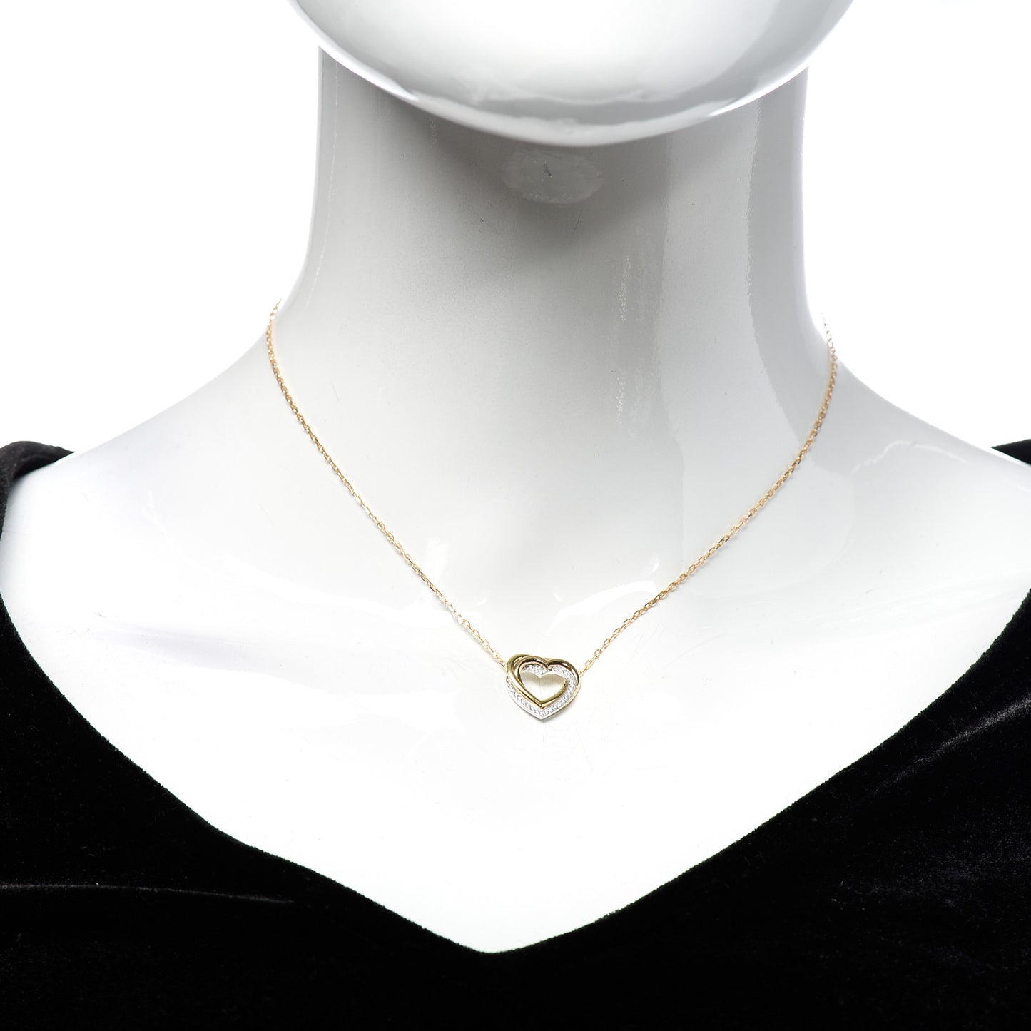 18K Pink Yellow White Gold Diamond Trinity Heart Pendant Necklace