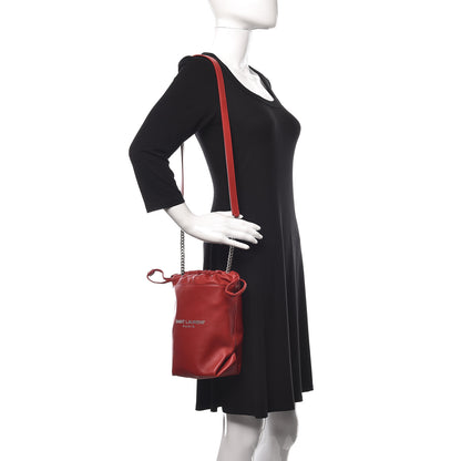 Saint Laurent Lambskin Teddy Drawstring Bag Eros Red 2 of 12
