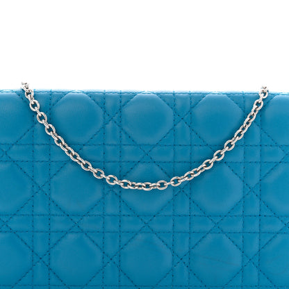 Christian Dior Lambskin Cannage Lady Dior Convertible Clutch Blue 8 of 13