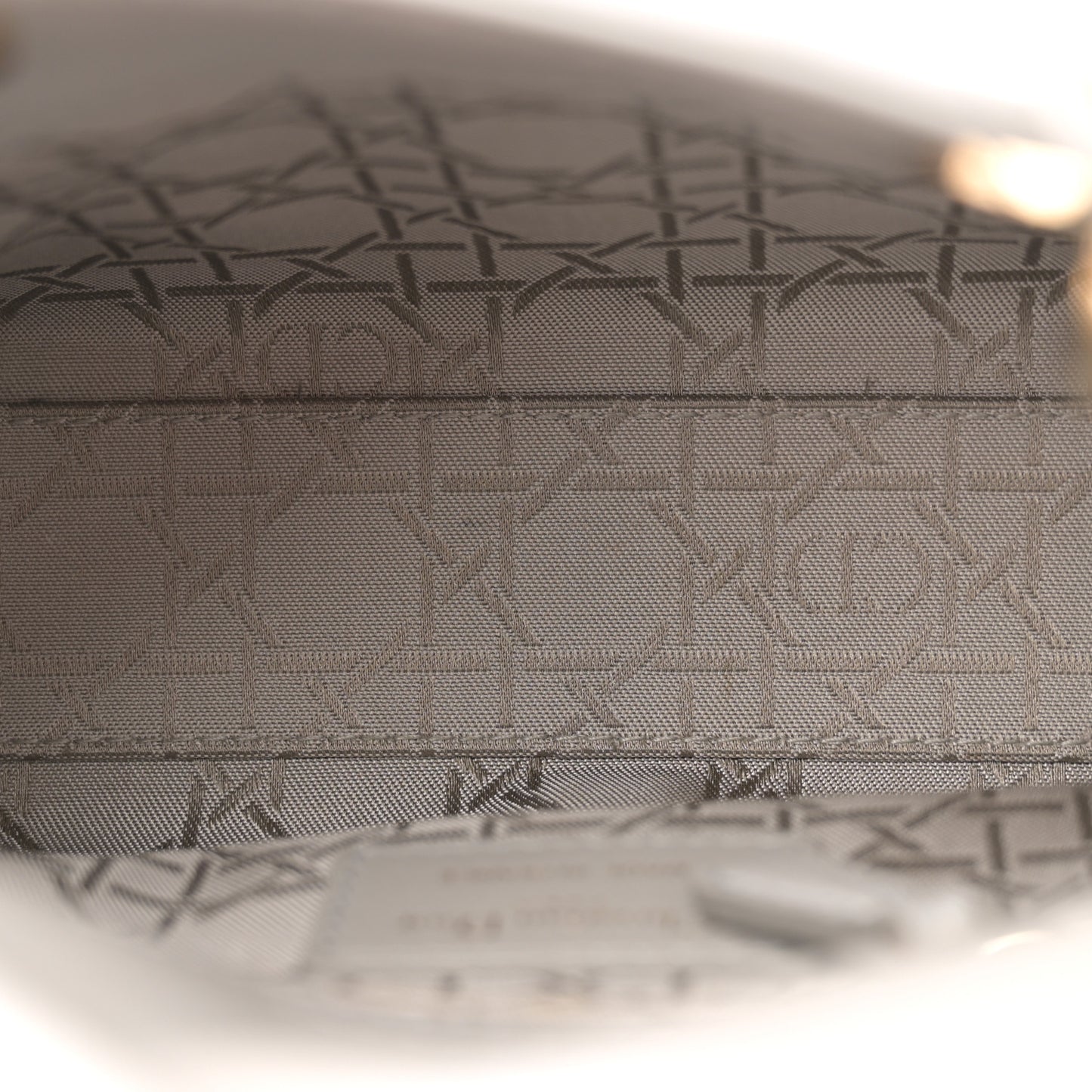 Metallic Lambskin Cannage Mini Lady Dior Grey