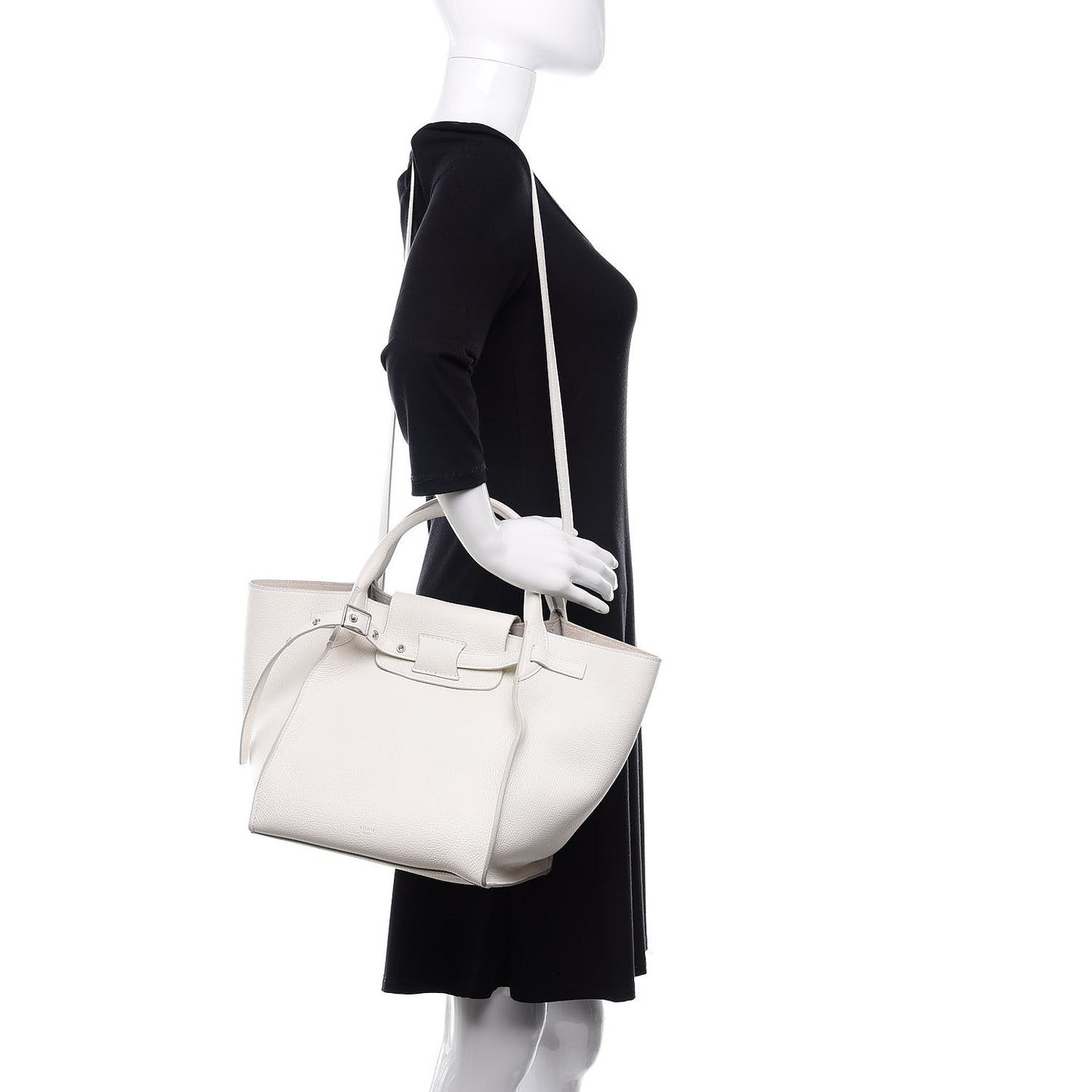 Supple Grained Calfskin Small Big Bag White