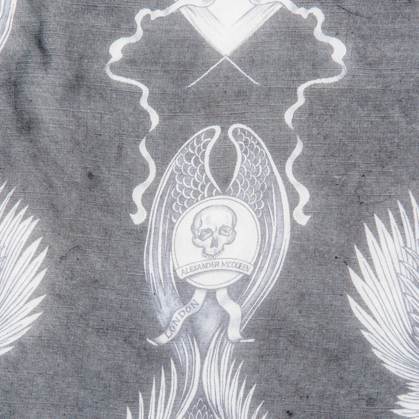 Silk Chiffon Cameo Skull Scarf Black Ivory