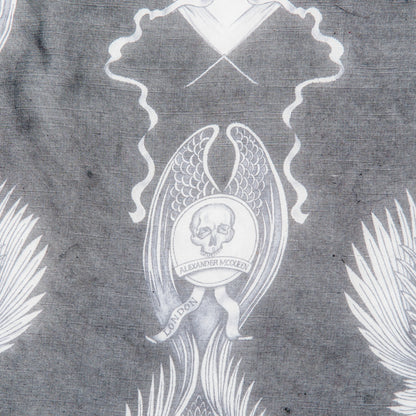 Alexander McQueen Silk Chiffon Cameo Skull Scarf Black Ivory 7 of 7