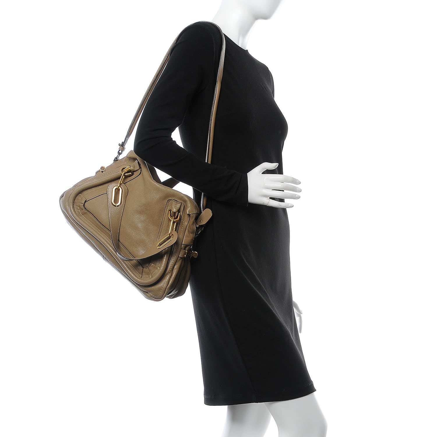 Chloe Calfskin Medium Paraty Barbour Khaki 3 of 13