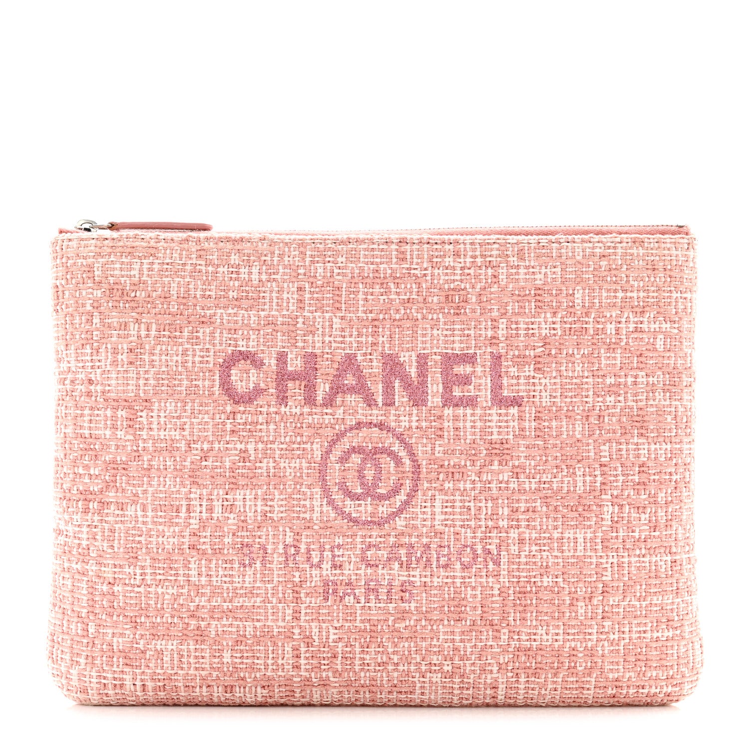 Chanel Canvas Medium Deauville Pouch Pink 1 of 8