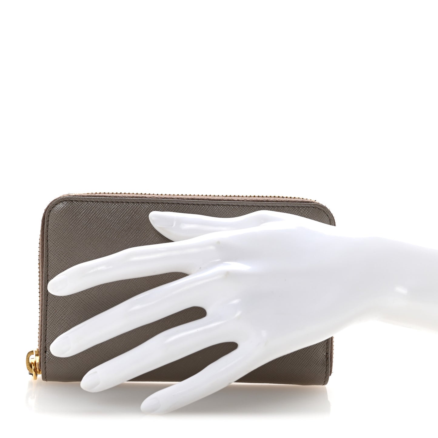Saffiano Metal Zip Around Wallet Argilla