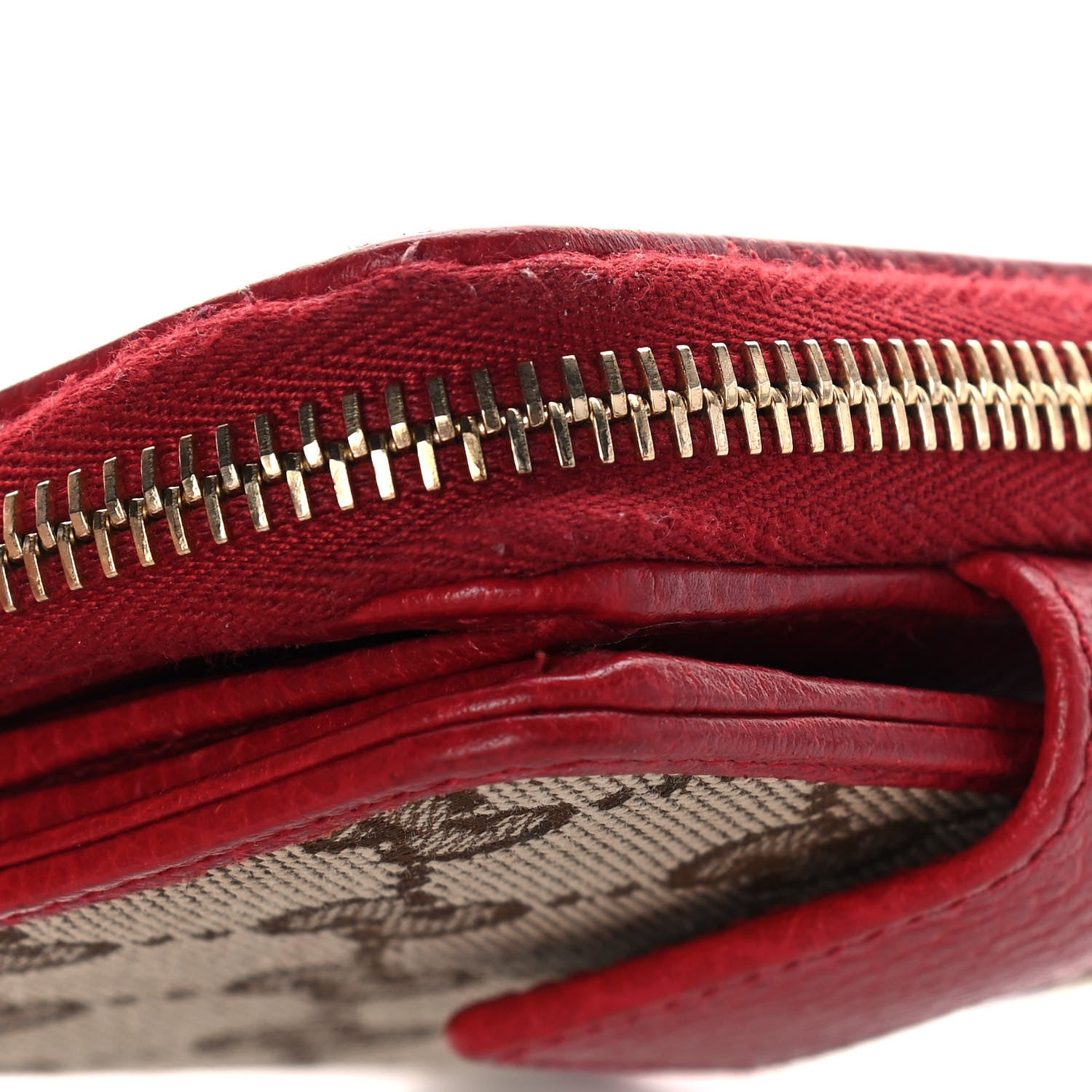 Gucci Monogram Dollar Calfskin Zip Around French Flap Wallet Beige Ebony Rosso 10 of 11