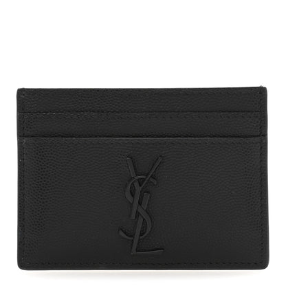 Saint Laurent Grain De Poudre Matelasse Chevron Monochrome Monogram Credit Card Case Black 1 of 10