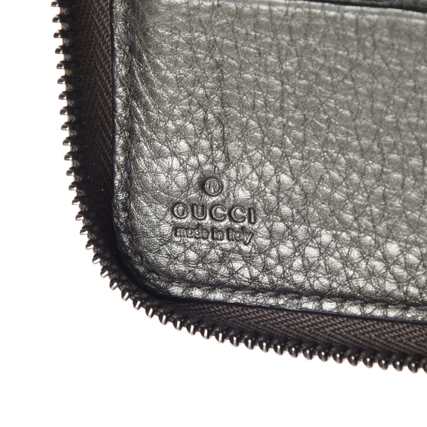 Metallic Pebbled Calfskin Soho Zip Around Wallet Sasso