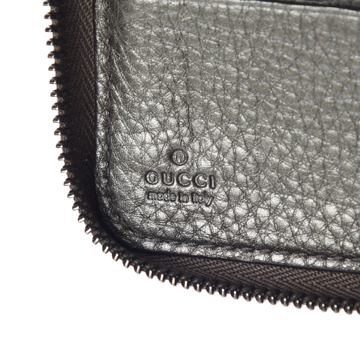 Gucci Metallic Pebbled Calfskin Soho Zip Around Wallet Sasso 9 of 11