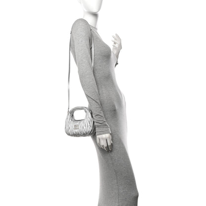 Miu Miu Metallic Nappa Matelasse Mini Wander Hobo Cromo 2 of 10
