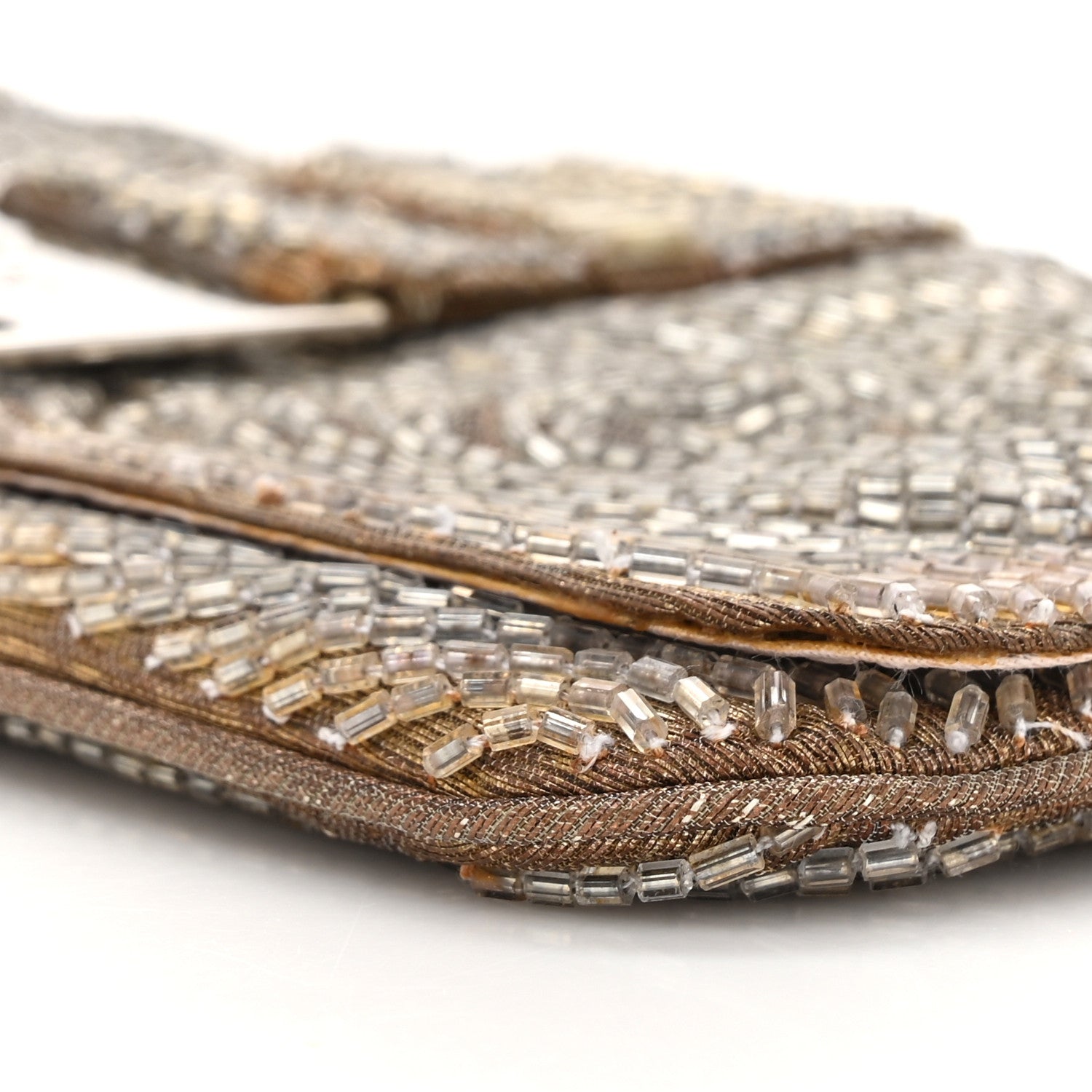 Christian Dior Beaded Fabric Flap Clutch Beige 11 of 12