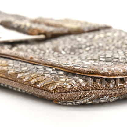 Christian Dior Beaded Fabric Flap Clutch Beige 11 of 12