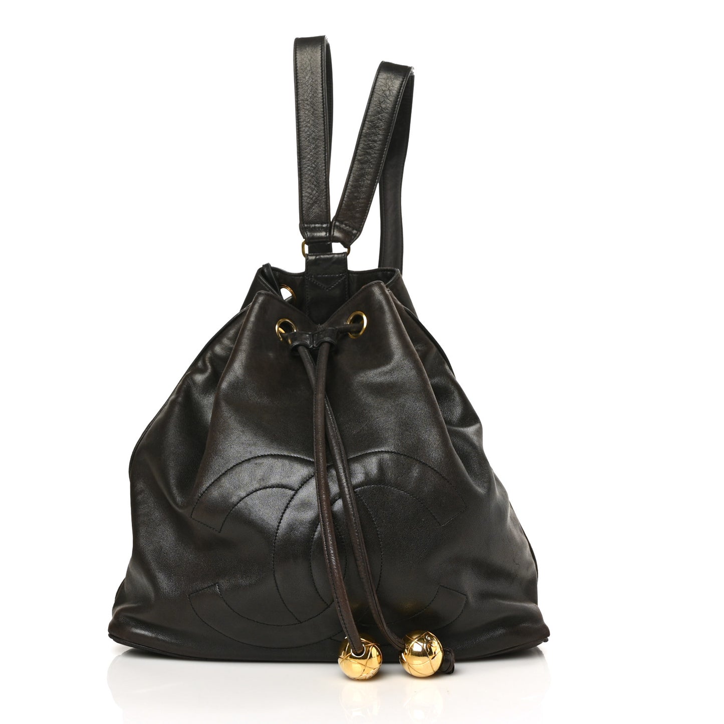 Lambskin CC Drawstring Backpack Brown
