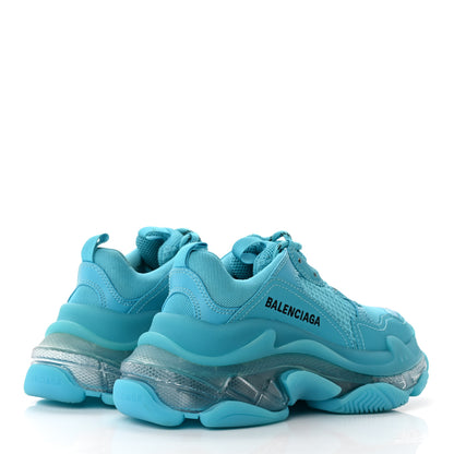 Balenciaga Fabric Mesh Clear Sole Womens Triple S Sneakers 35 Turquoise 4 of 11