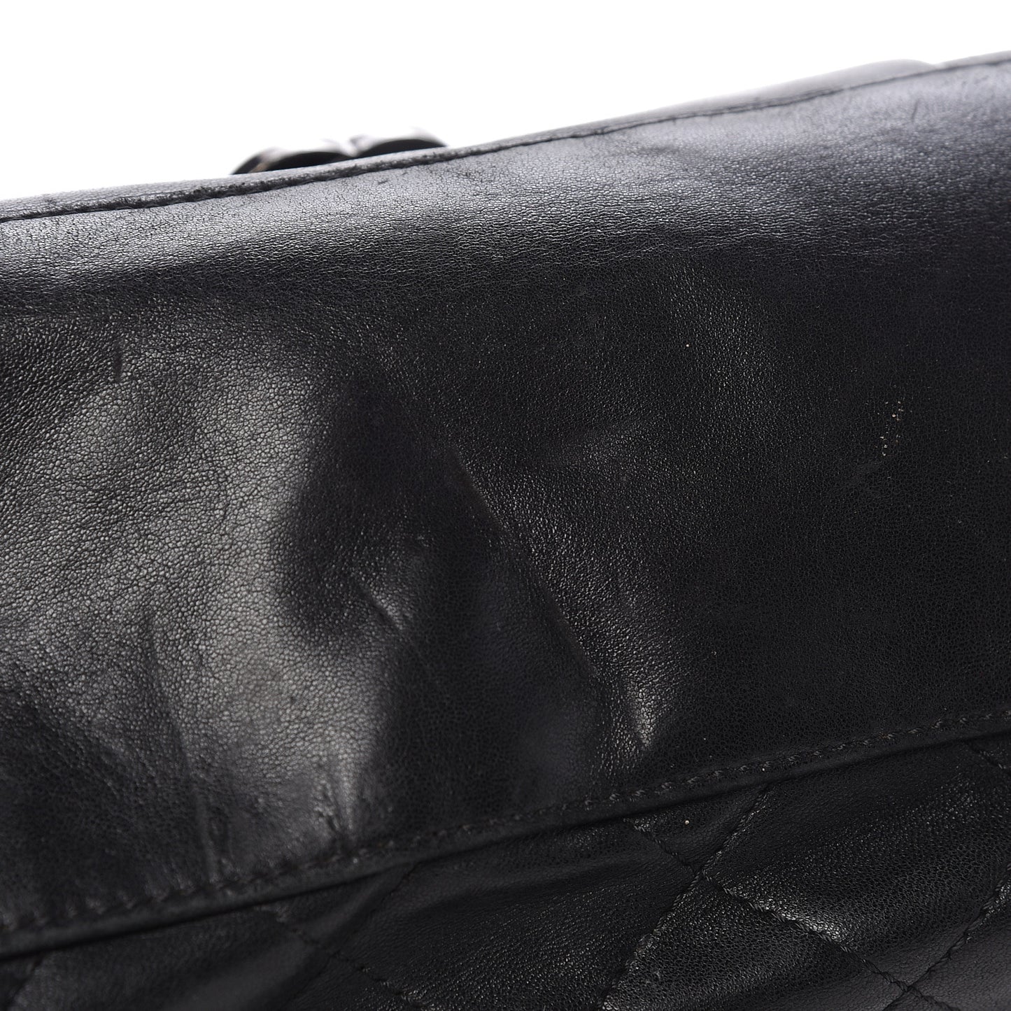 Calfskin Quilted Frame Flap Black