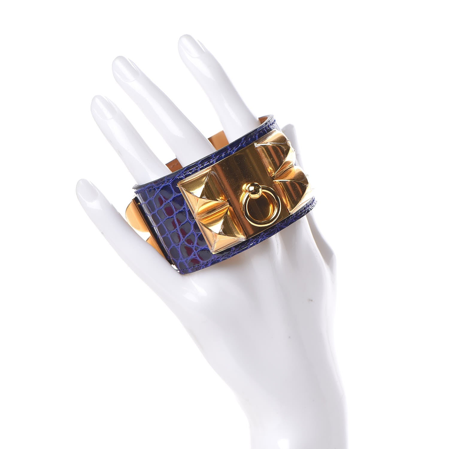 Hermes Shiny Alligator Collier De Chien CDC Bracelet S Bleu Electrique 2 of 6