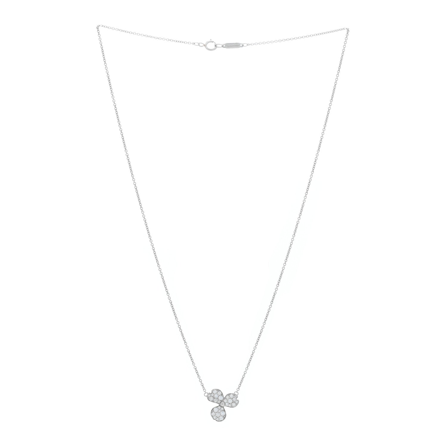 Tiffany Platinum Diamond Paper Flowers Pave Pendant Necklace 2 of 4