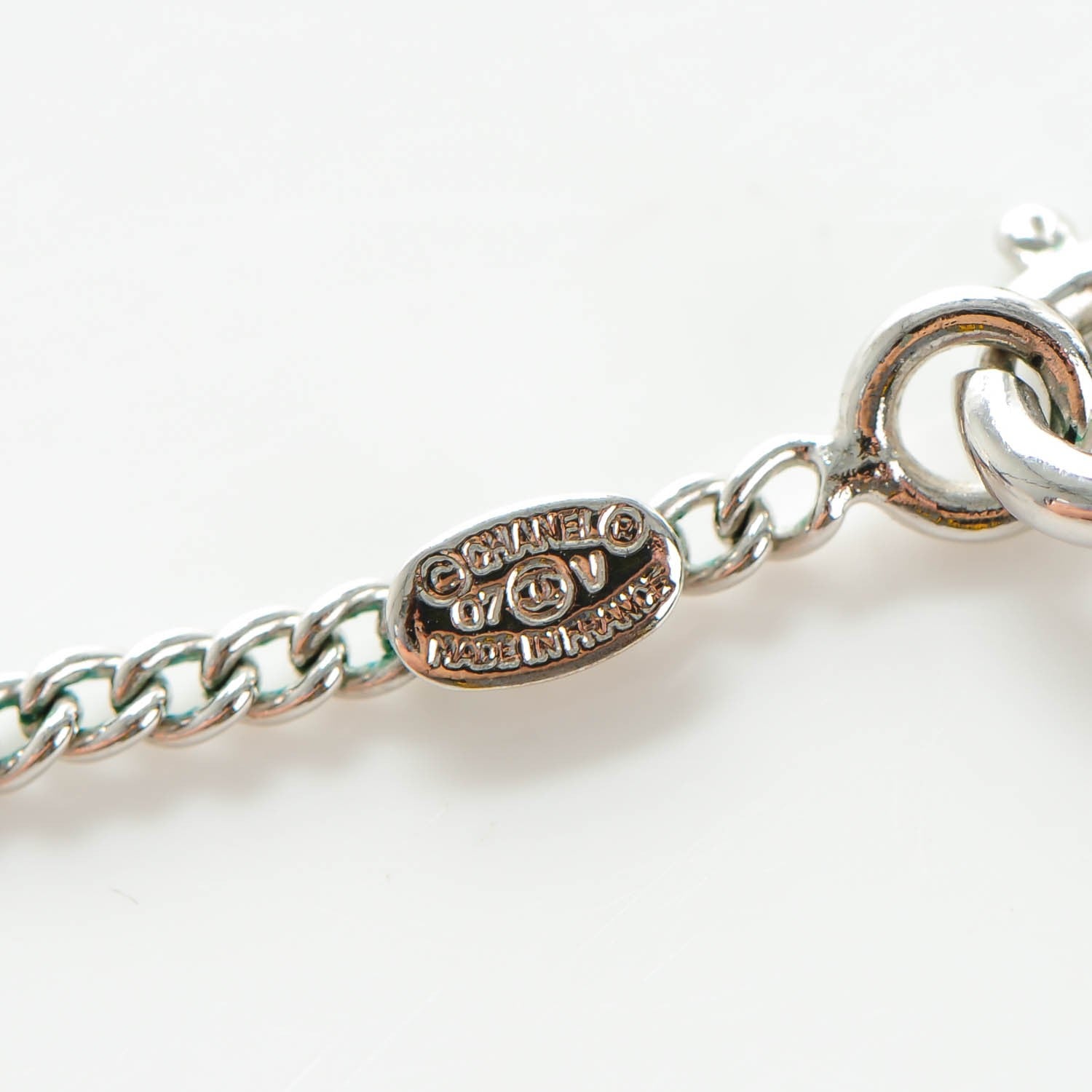 Chanel Crystal Timeless CC Necklace Silver 5 of 6