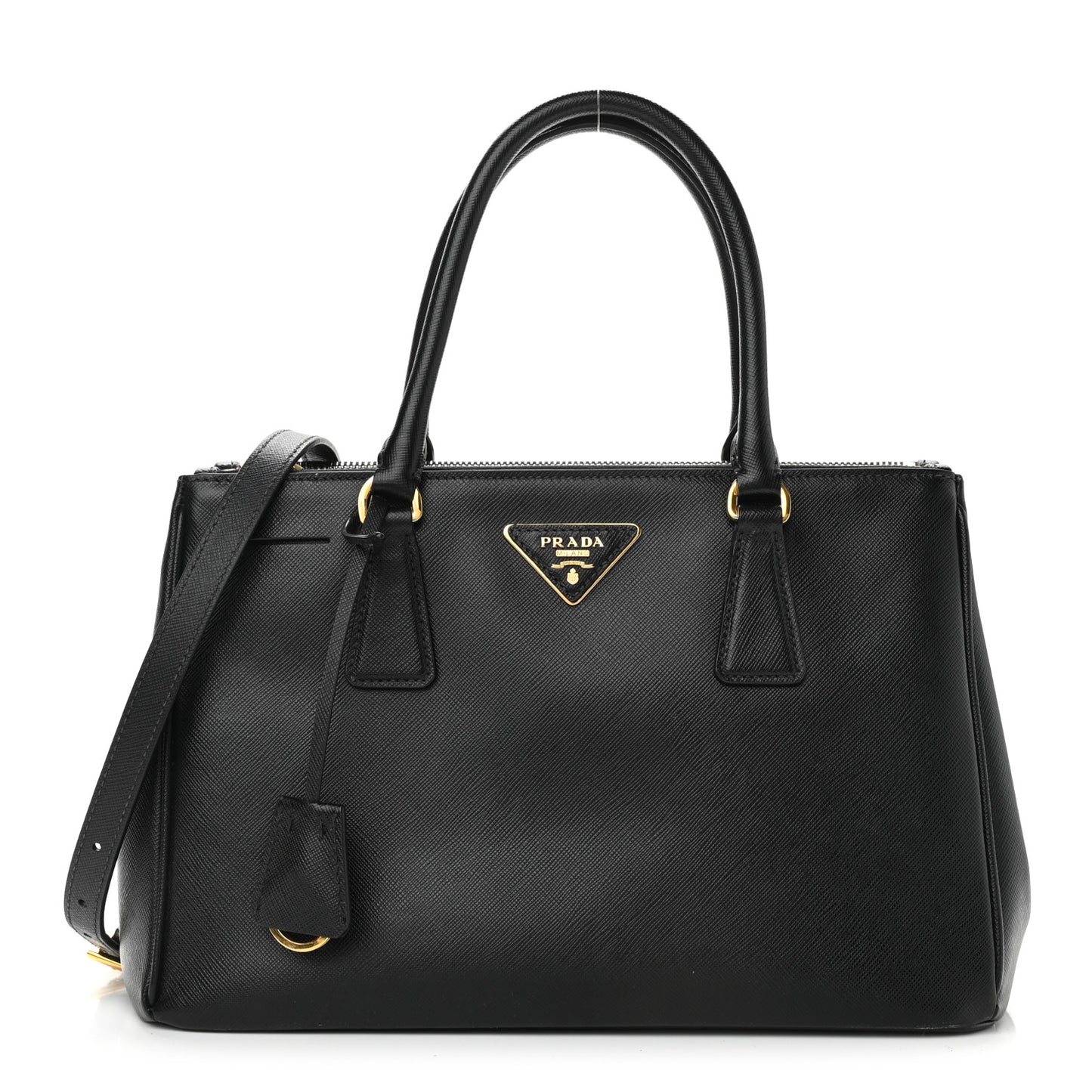 Saffiano Small Galleria Double Zip Tote Black