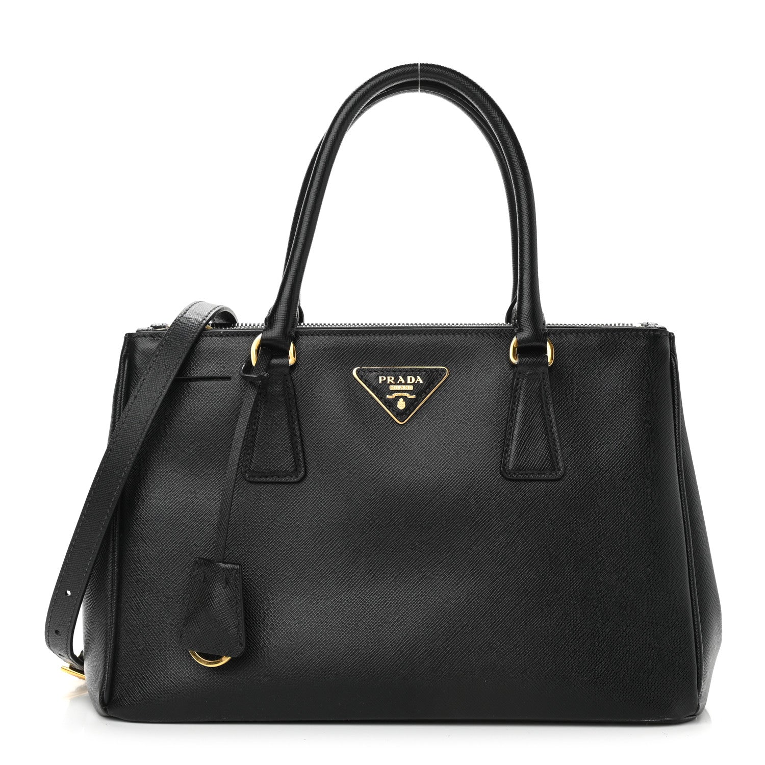 Prada Saffiano Small Galleria Double Zip Tote Black 1 of 10