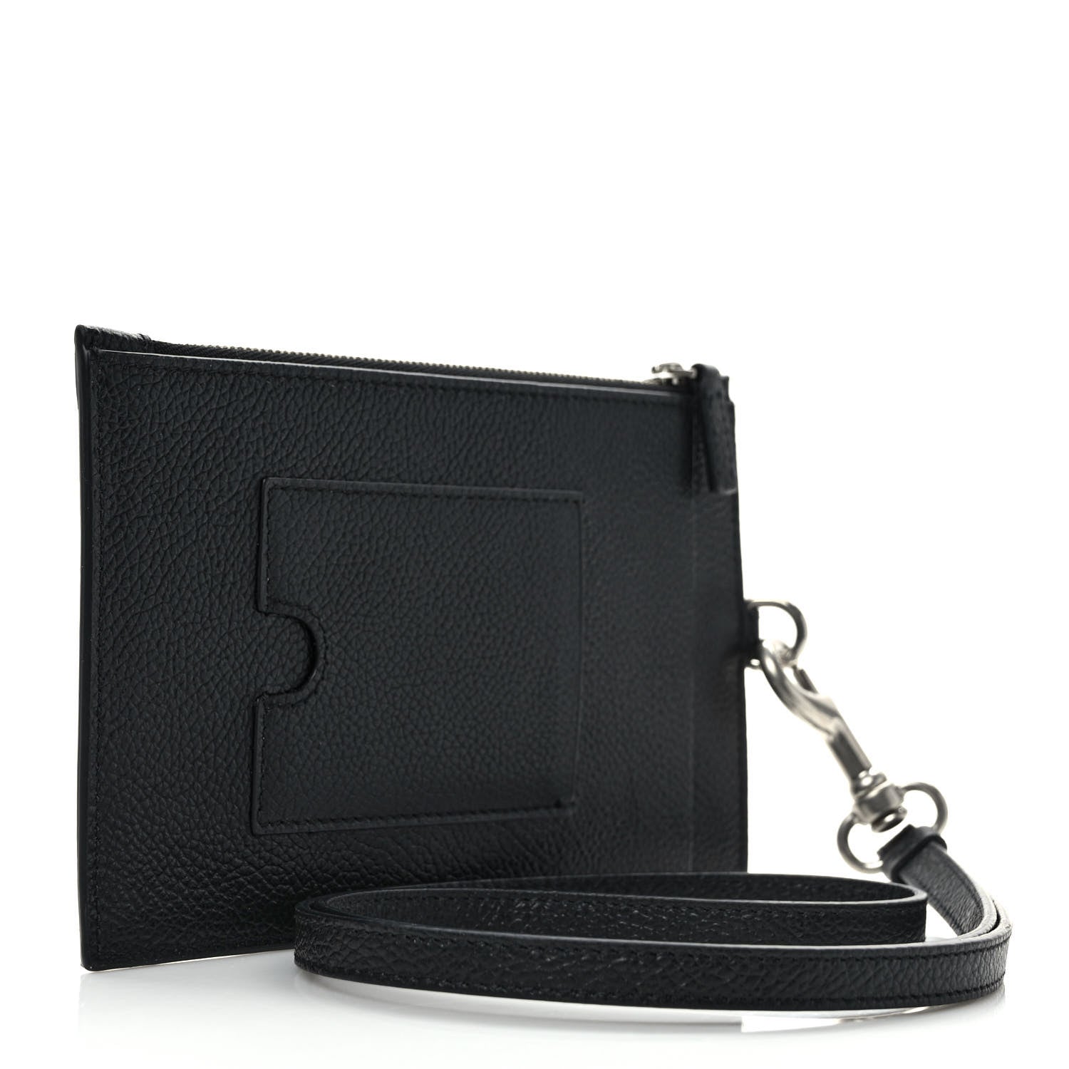 Balenciaga Grained Calfskin Logo Cash Passport Photo ID Zip Holder Black White 3 of 8
