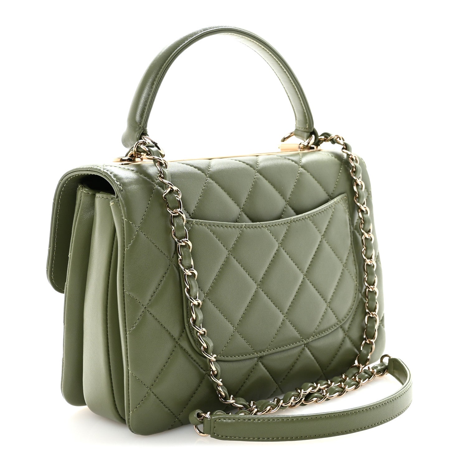 Chanel Lambskin Quilted Small Trendy CC Flap Dual Handle Bag Green 3 of 10