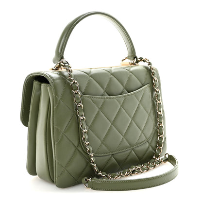 Chanel Lambskin Quilted Small Trendy CC Flap Dual Handle Bag Green 3 of 10