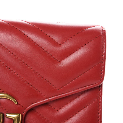 Gucci Calfskin Matelasse GG Marmont Chain Wallet Hibiscus Red 11 of 17