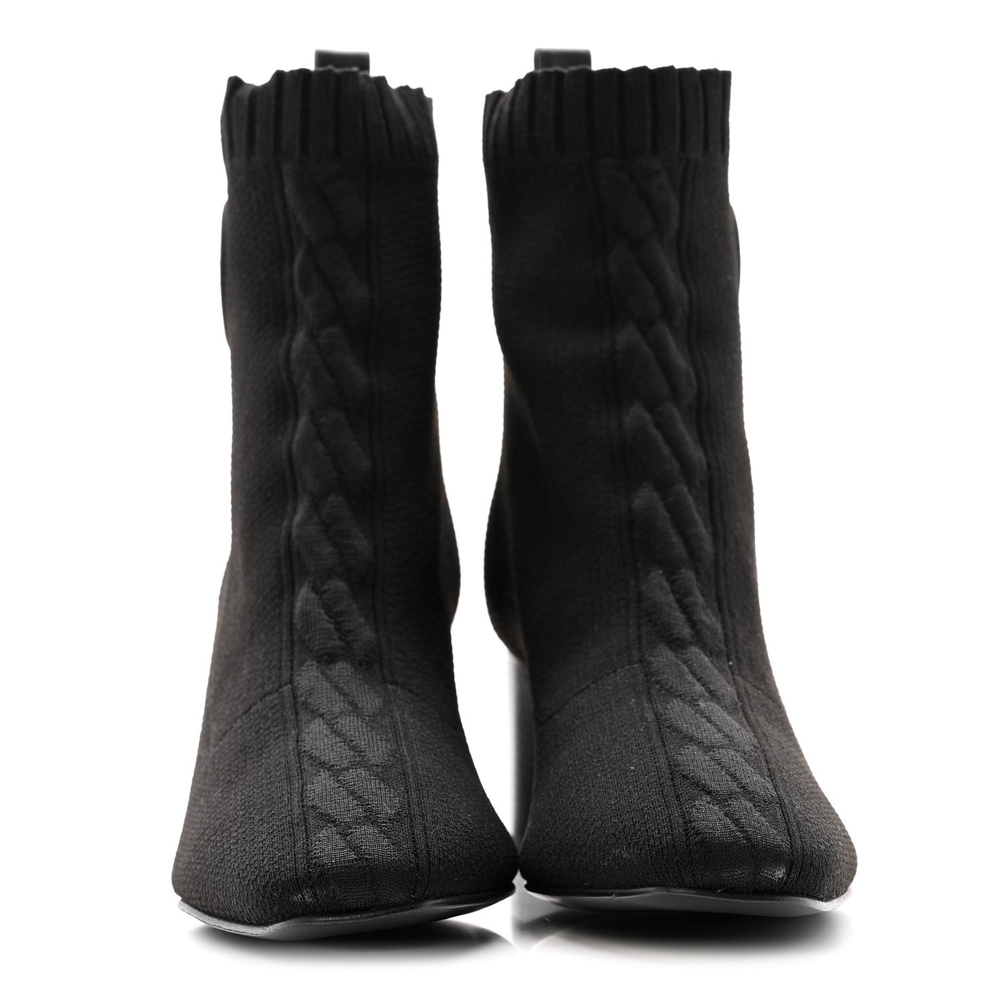 Knit Calfskin Volver 60 Ankle Boots 37 Black