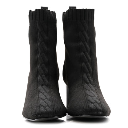 Hermes Knit Calfskin Volver 60 Ankle Boots 37 Black 3 of 10