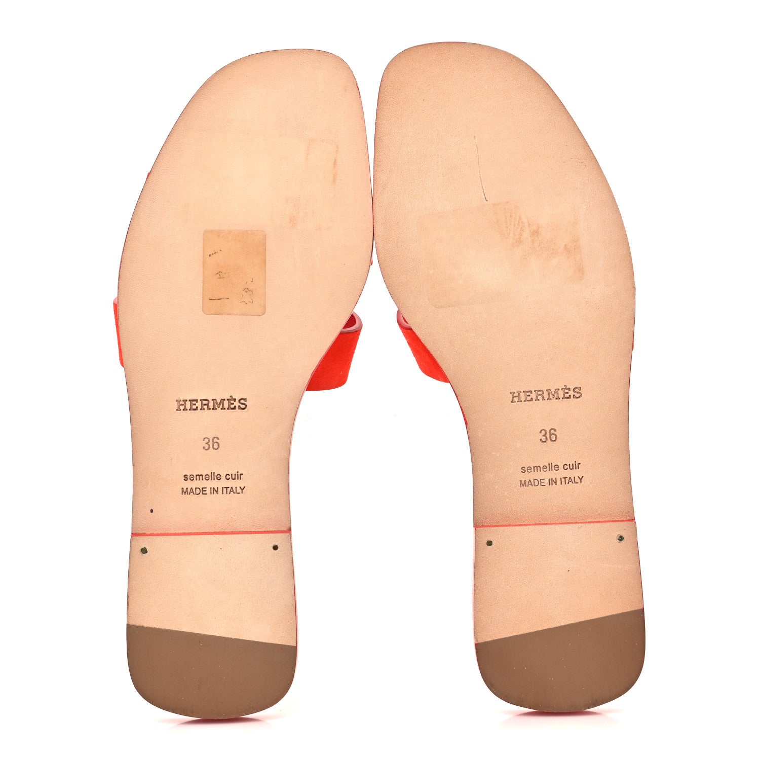 Hermes Suede Goatskin Oran Sandals 36 Rouge Grenadine 1892189
