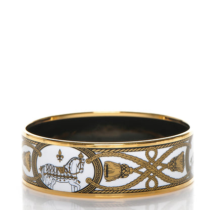 Hermes Enamel Printed Wide Grand Apparat Bracelet 62 White 3 of 5