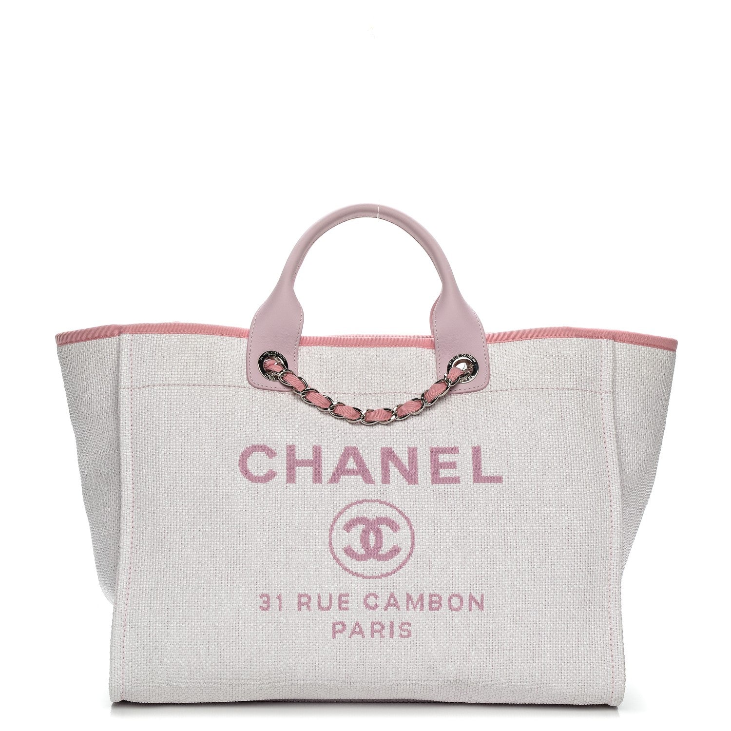 Chanel Canvas Large Deauville Tote Pink 1 of 8
